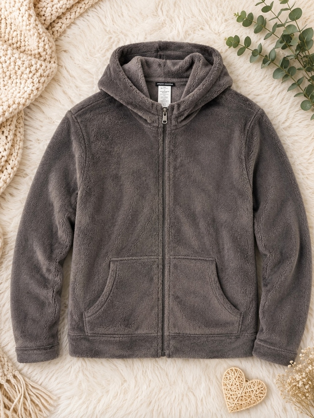 Patagonia Gray Hooded Fleece Jacket Women's Large Warm Casual